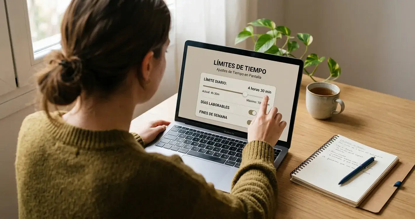 Persona configurando límites de depósito y tiempo de juego responsable